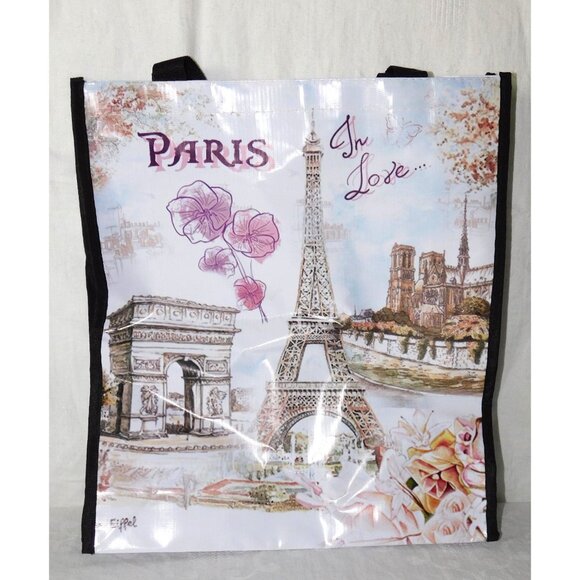 Paris Themed Reusable Tote Bag With Eiffel Tower Print - Picture 8 of 13